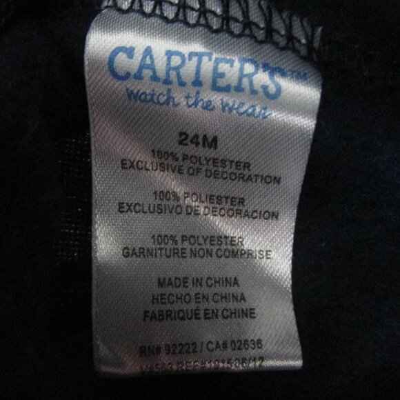 Carters Pull On Fleece Sweatpants Boys Size 24M Navy Blue Elastic Jogger Bottoms - Picture 2 of 2